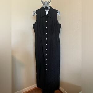 Plaza South Black Flower Button Dress Size 4